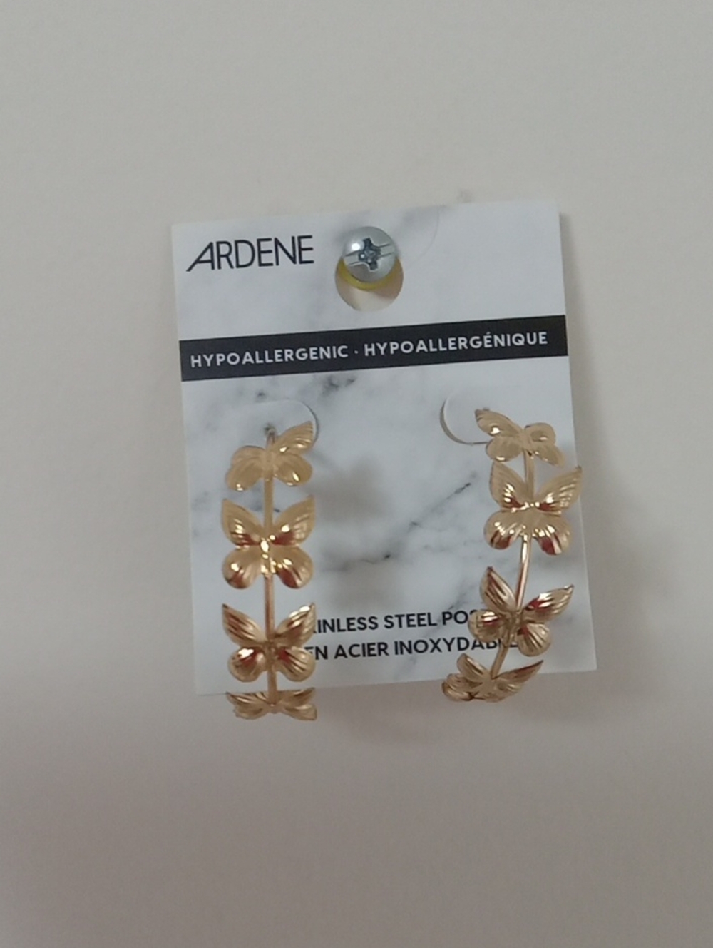 Ardene Gold Butterfly Vine Hoop Earrings